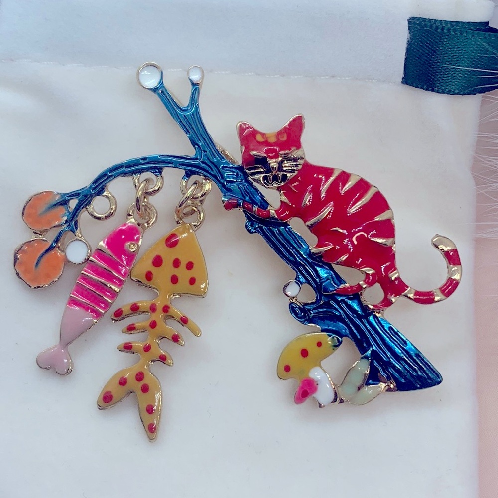 Cat Fish Enamel Brooch